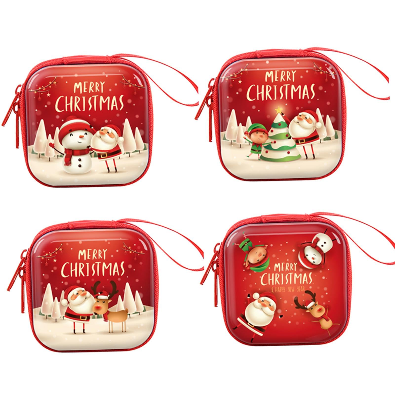 4 Pieces Coin Key Holder Christmas Coin Purse for Table Bedroom for Children Square-image-23