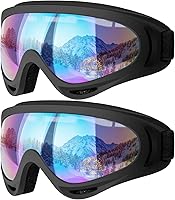 COOLOO Ski Goggles 2 Pack for Men Women Kids - Snowboard Snow Goggles UV Protection Anti-Fog Anti-Scratch Helmet Compatible