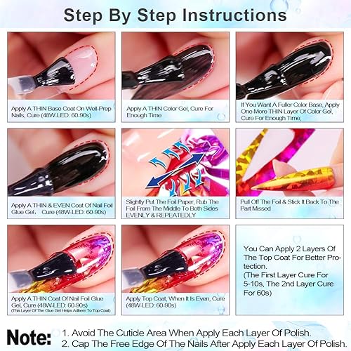 Miniatura 6 de Gel de pegamento de papel de aluminio para calcomanías de arte de alta adherencia, transferencia completa de uñas disponible de 0.5 fl oz x 2