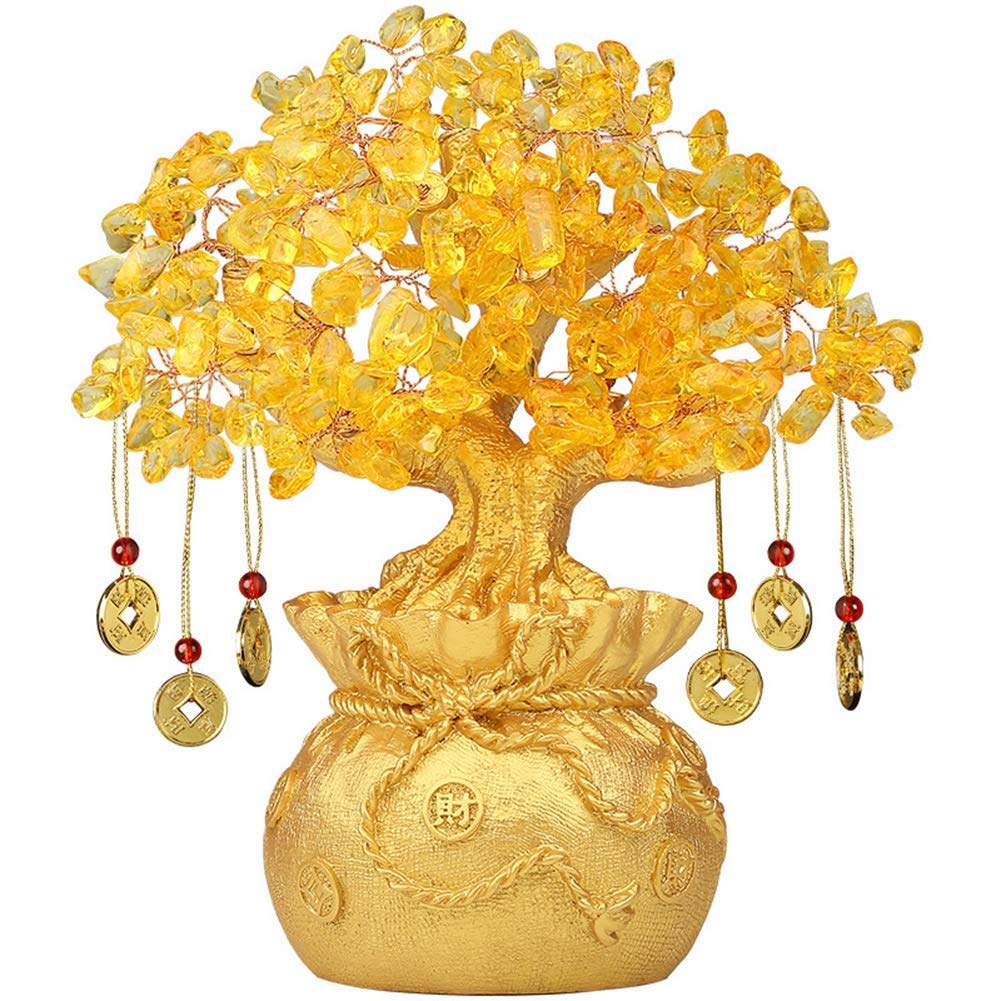 Arbre à monnaie en citrine naturelle, décoration haut de gamme, meilleur cadeau