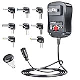 SoulBay 15W Universal AC Adapter 3V 4.5V 5V 6V 7.5V 9V 1500mA 12V 1250mA DC Switching Power Supply for CCTV Security IP Camera Keyboard Speaker Router Household Electronics, 12W Compatible