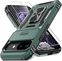 Vista 42 de DEERLAMN Funda para Google Pixel 8a con cubierta deslizante para cámara + protector de pantalla (1 paquete), soporte giratorio con anillo de grado