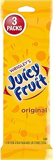 JUICY FRUIT Gum, Original Chewing Gum, Bulk Candy Individually Wrapped, 45 Count, 3 Packs, Bulk