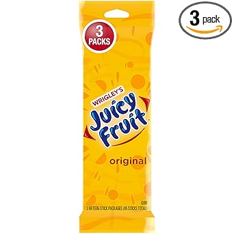 JUICY FRUIT Gum, Original Chewing Gum, Bulk Candy Individually Wrapped, 45 Count, 3 Packs, Bulk