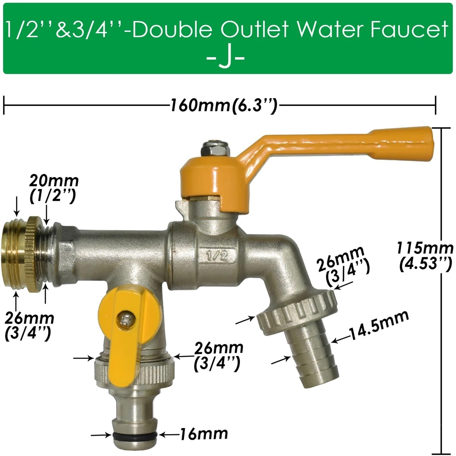 Adapter węża ogrodowego do kranu 1/5.1 cm złącze zbiornika na wodę 2-drożny 1-drożny irygat mosiężny zawór kulowy wymienny złączka zawór kulowy (J-1 szt.)