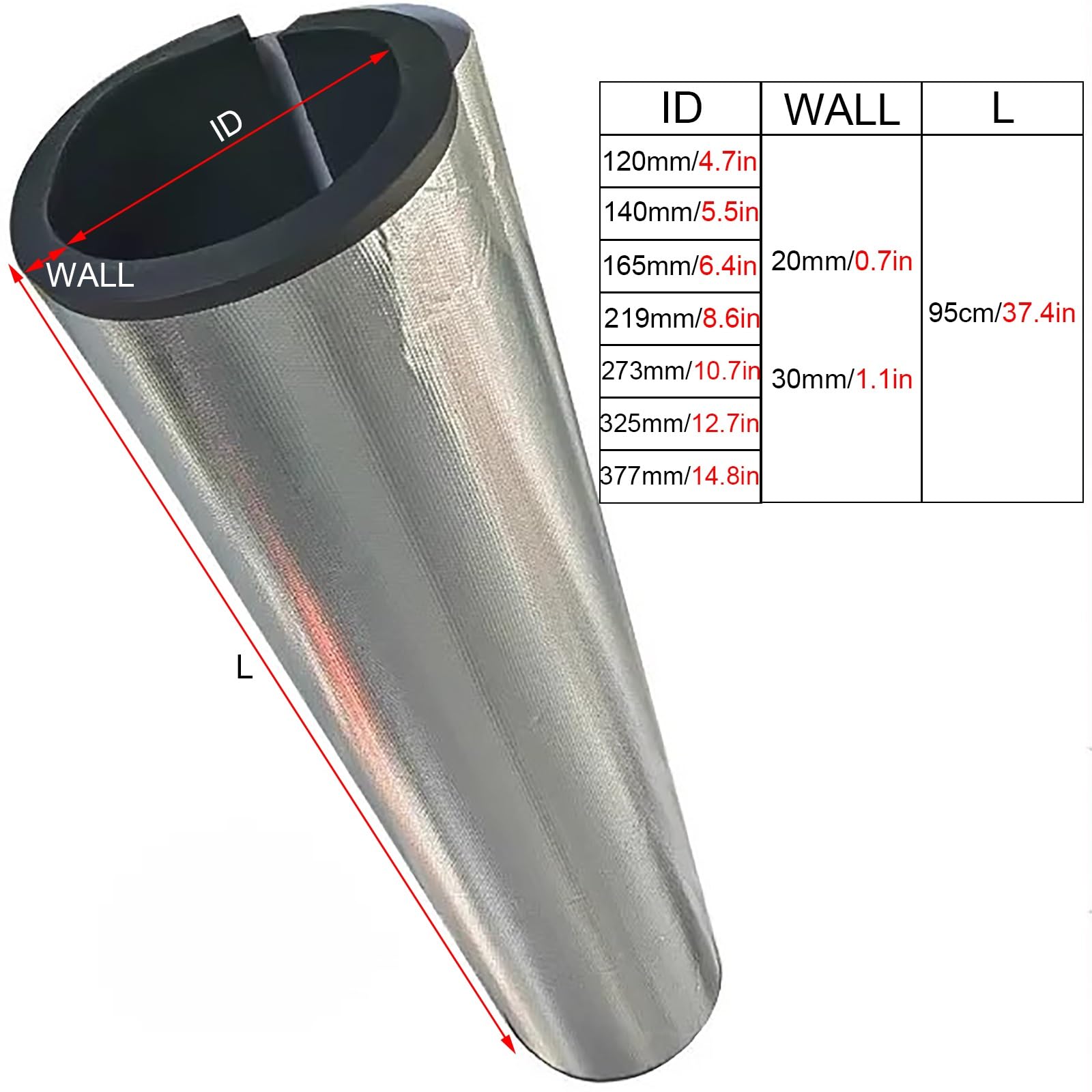 Coquille D'isolation Auto-adhésive, Tube D'isolation, Isolation Tuyaux Manchons, Coton Isolant pour Conduites d'eau, Facile à Installer, Adapté aux Tuyaux Intérieurs et Extérieurs(16.5*3*95cm/6.4*1.1*