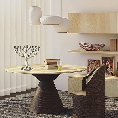 Miniatura 3 de Rite Lite Hanukkah Tree of Life Menorah 9 Branch Candle Holder - Tall Textured Antiqued Bronze & Silver Finish Jewish Candlestick Display for Bronce