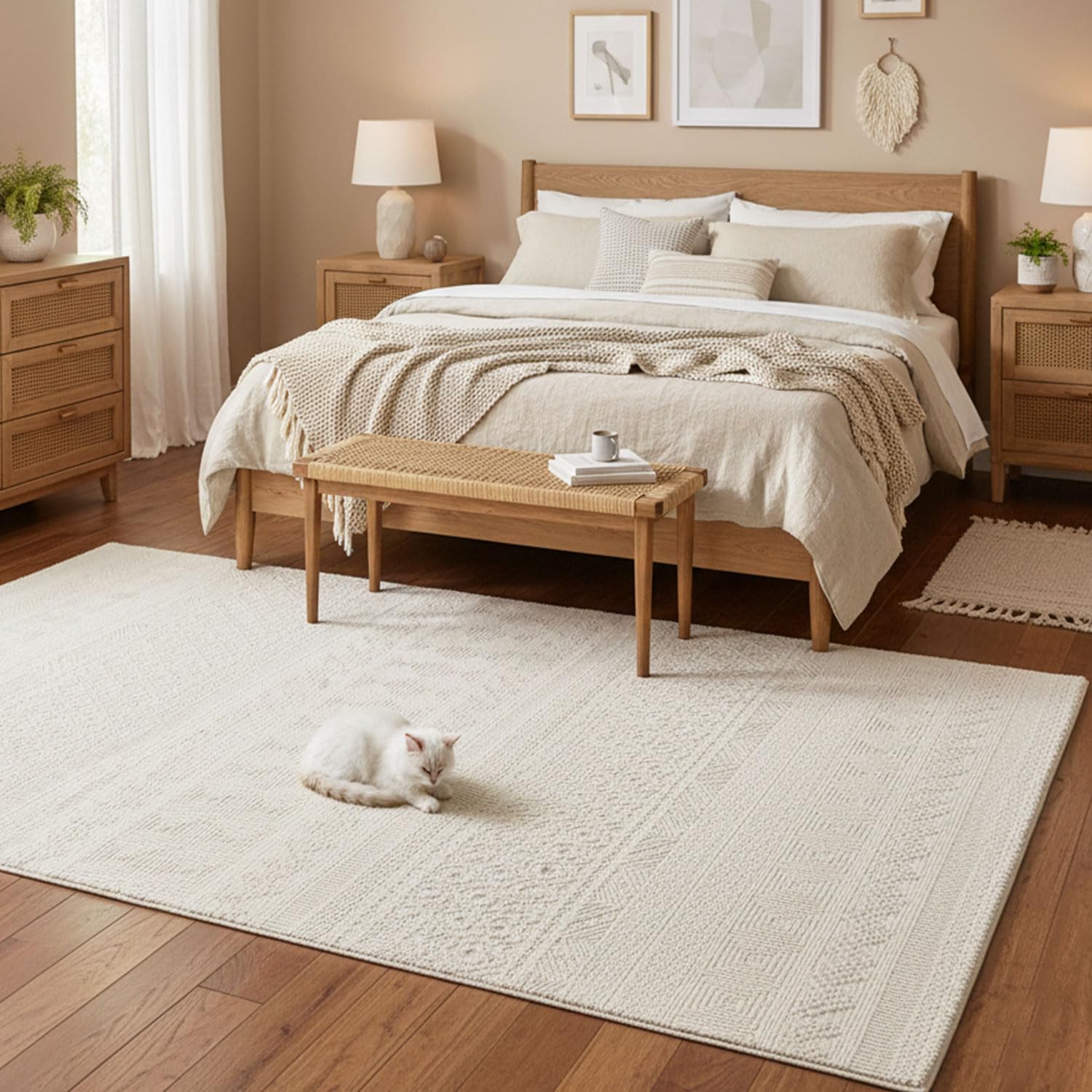 VIMODA Teppich Wohnzimmer Schlafzimmer Skandinavisch Modern | Pflegeleicht | Qualitativ Hochwertig |,Farbe:Creme;Maße:120x170 cm