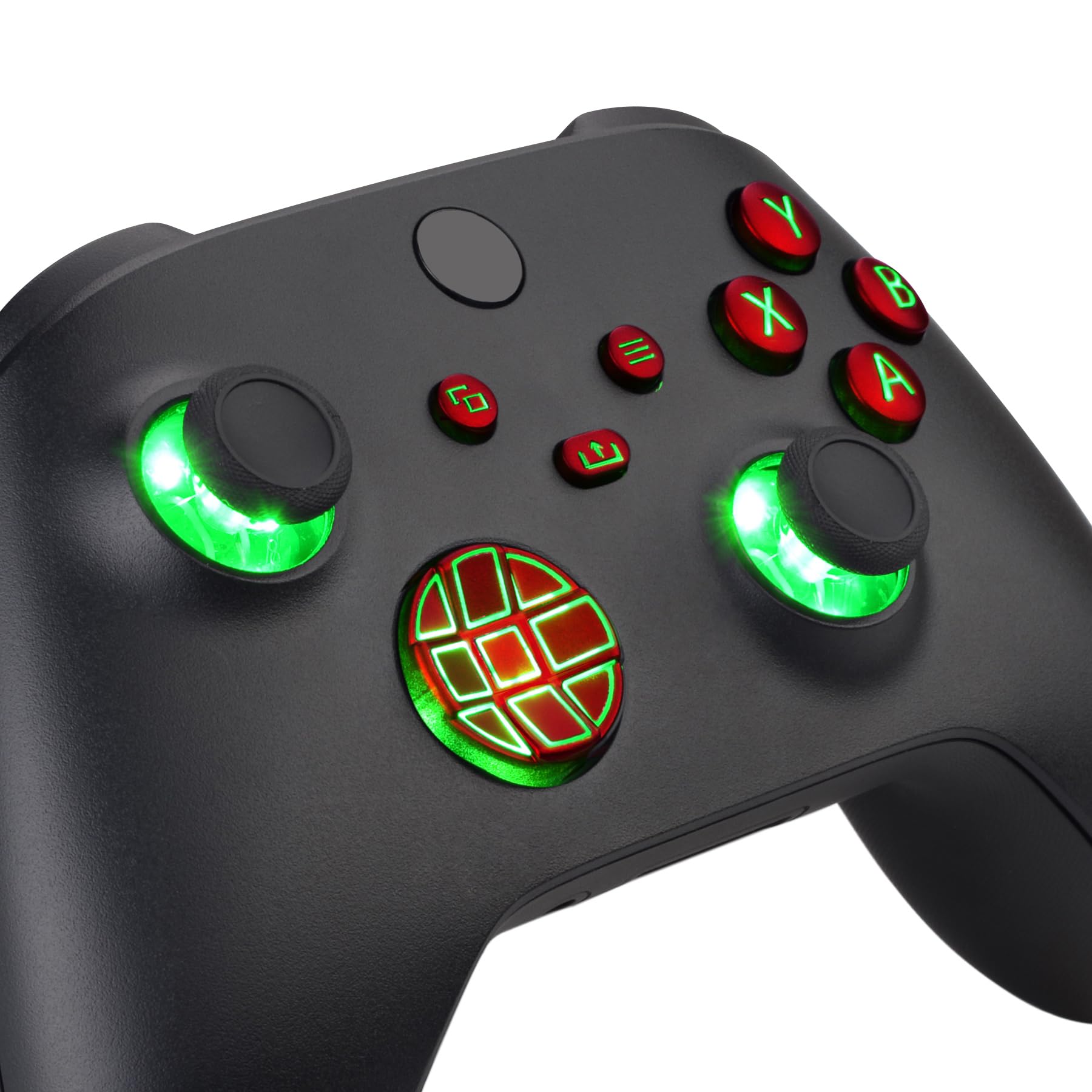 eXtremeRate Multicolori Tasti Luminosi Ricambio per Xbox Series X S Controller LED Kit Rosso Scarlatto