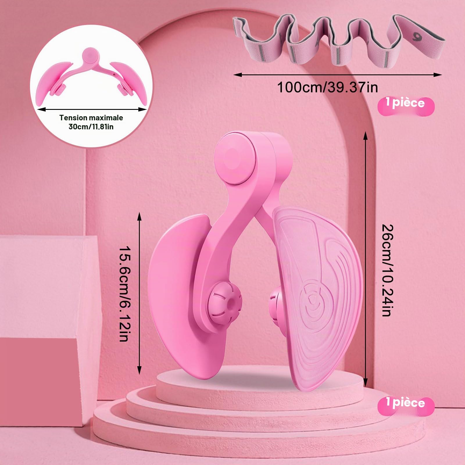 Hip Trainer, Entraineur De Muscle Pelvien avec 1 Bande De Résistance | Appareil de Musculation pour Muscles Du Plancher Pelvien, Fessiers, Cuisses, Veaux, Bras