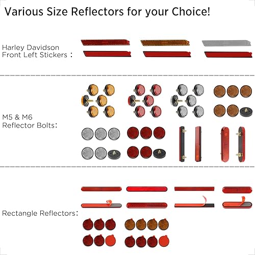 Miniatura 7 de evermotor Reflector rojo adhesivo para las patas delanteras inferiores de Harley, reflectores de seguridad de visibilidad nocturna de 5.66 pulgadas