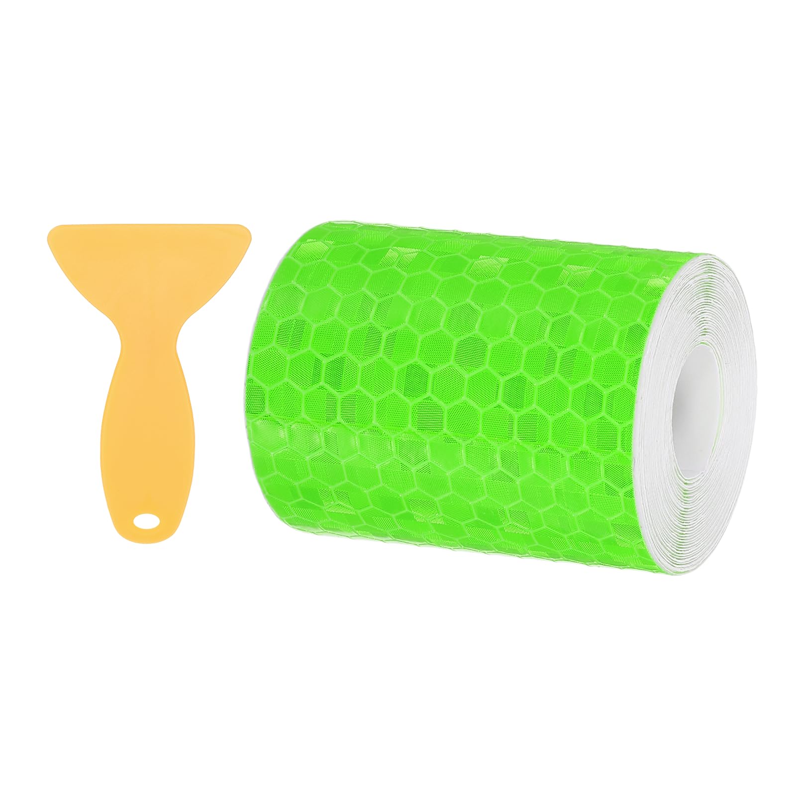 PATIKIL 2 Inch x 10 ft Reflective Tape, 1 Roll Waterproof Self Adhesive High Visibility Caution Warning Safety Tape Reflector with Scraper for Trucks Trailers Cars, Green