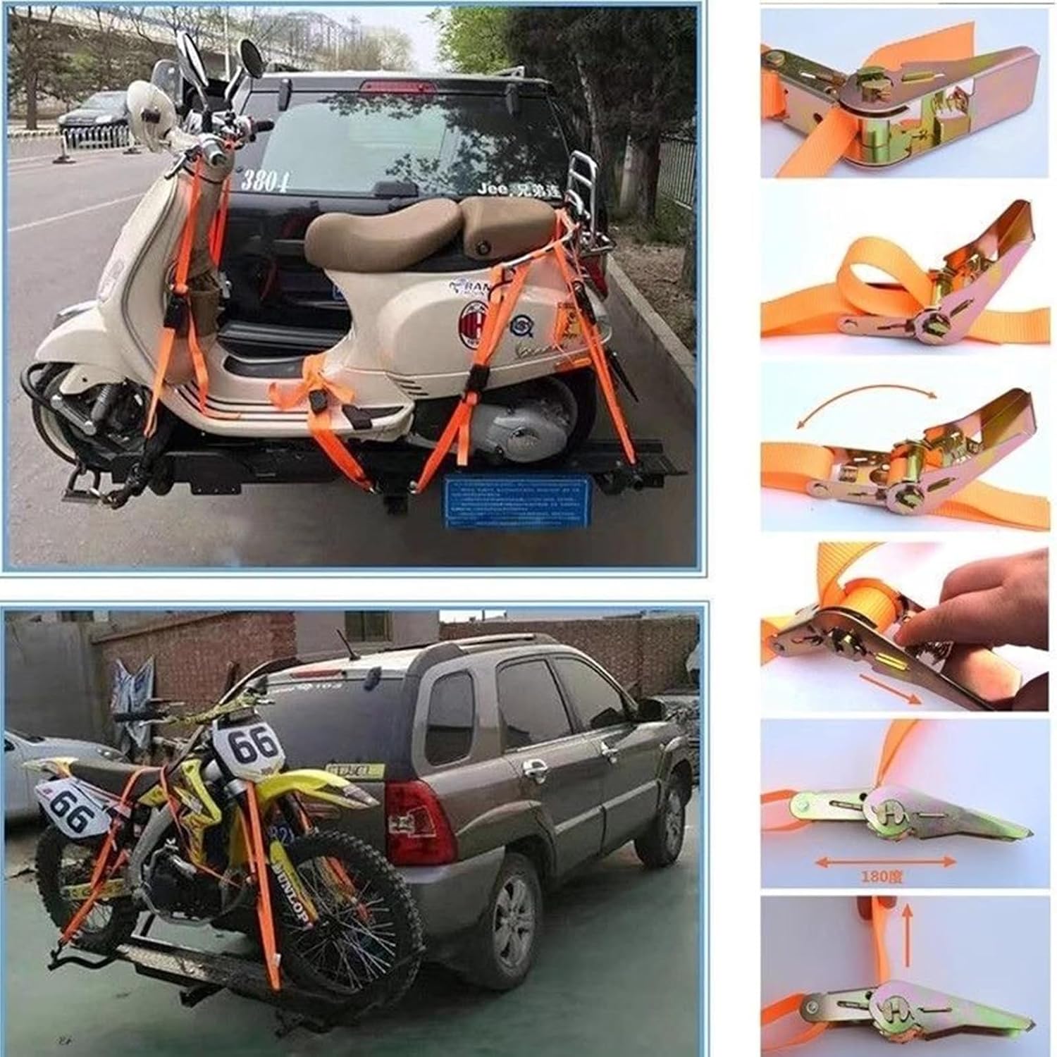 4Pcs Ratchet Straps Heavy Duty, 1” x 20ft Ratchet Strap Tie Down, Orange Tie-Down Ratcheting Cargo Truck Straps with Durable Double J Hook for for Truck, Trailers, Kayaks, Car Roof, Motorcycle