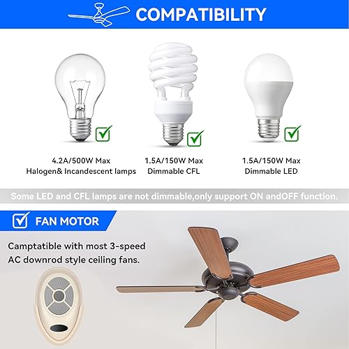 Miniatura 10 de FAN28R Receptor de control remoto para ventilador de techo, repuesto para Hampton Bay Harbor Breeze Hunter, reemplazo 2AAZPFAN53T L3HFAN11T FAN-11T