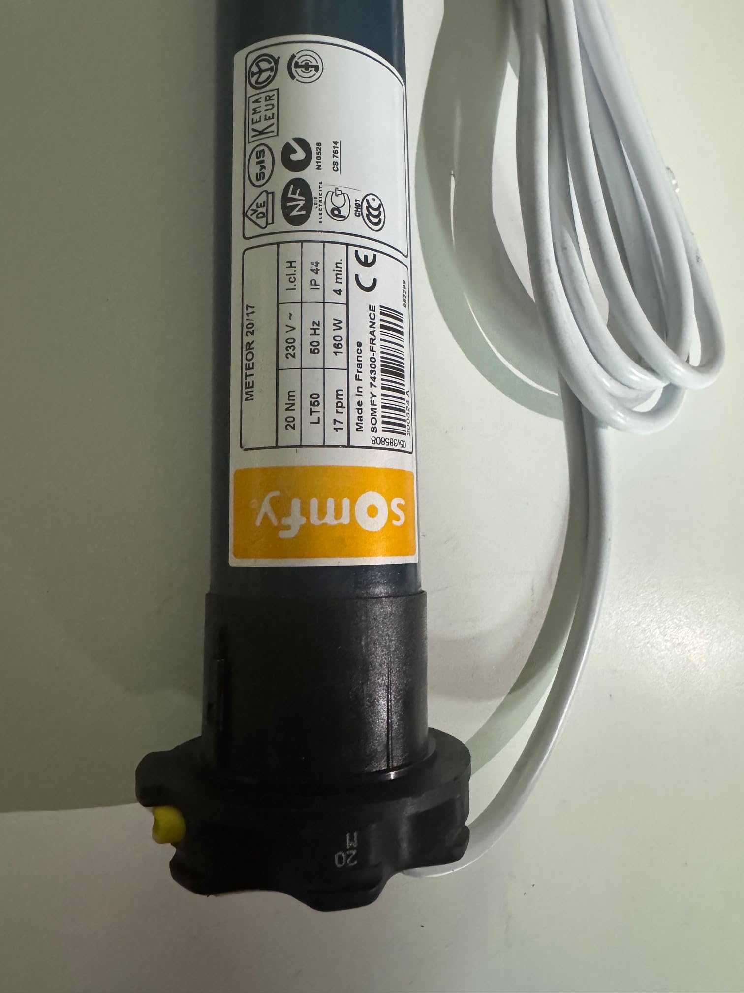 Moteur de volet roulant reconditionné LT 50 Meteor 20 Newtons, 17 Tours/Min
