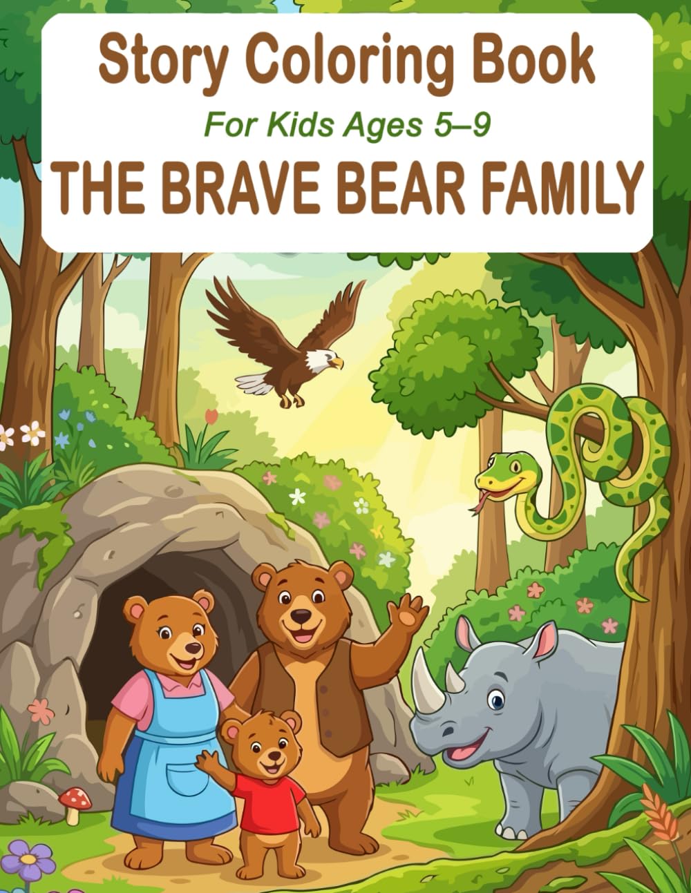 The Brave Bear Family: A Story Coloring Book for Kids
