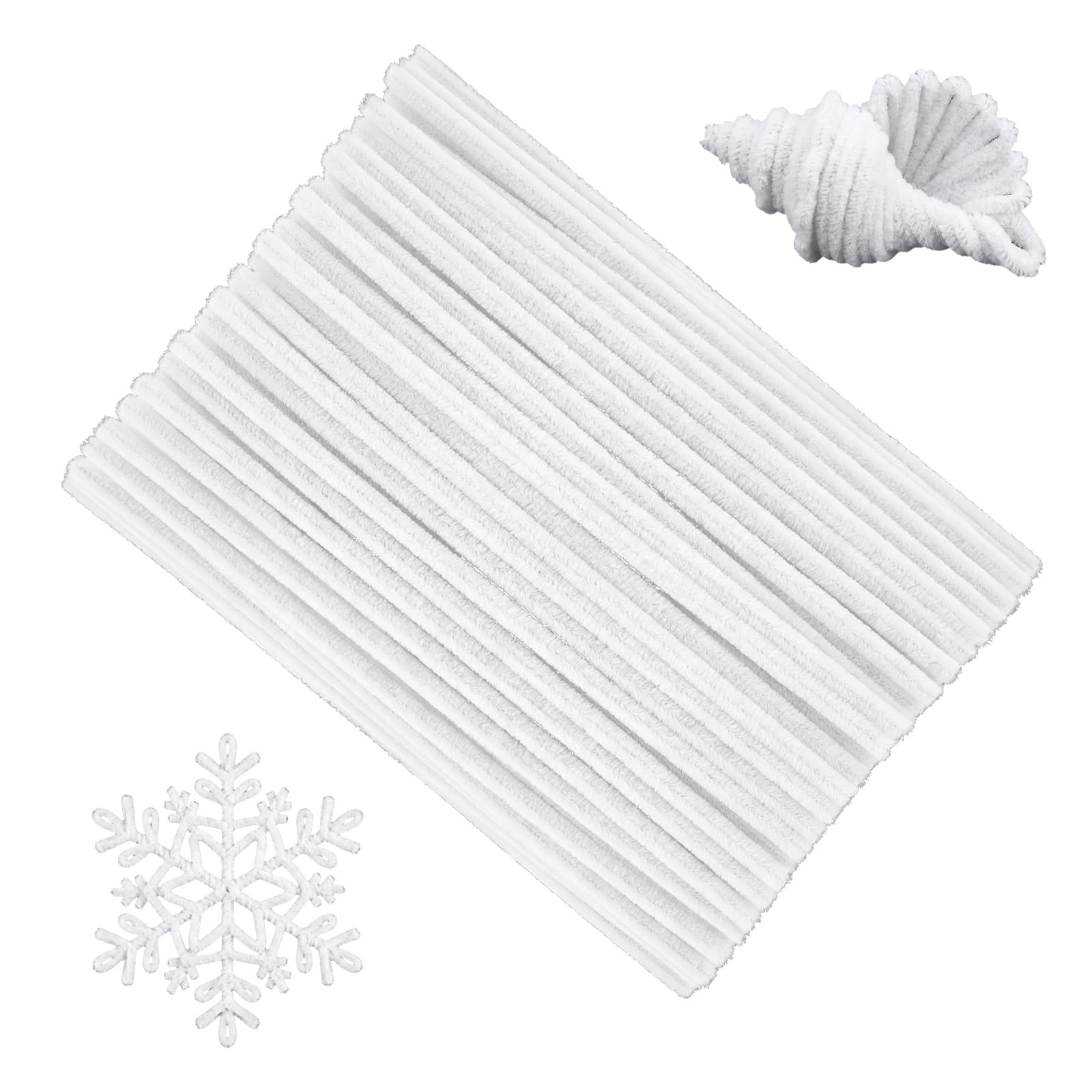 White Pipe Cleaners Craft,100pcs Craft Supplies Chenille Stems Arts &amp; Crafts for DIY Valentines Day Decorations,Flowers Making Pipe Cleaners White Bulk Gifts for Her Room Decor,Art Supplies for Kids