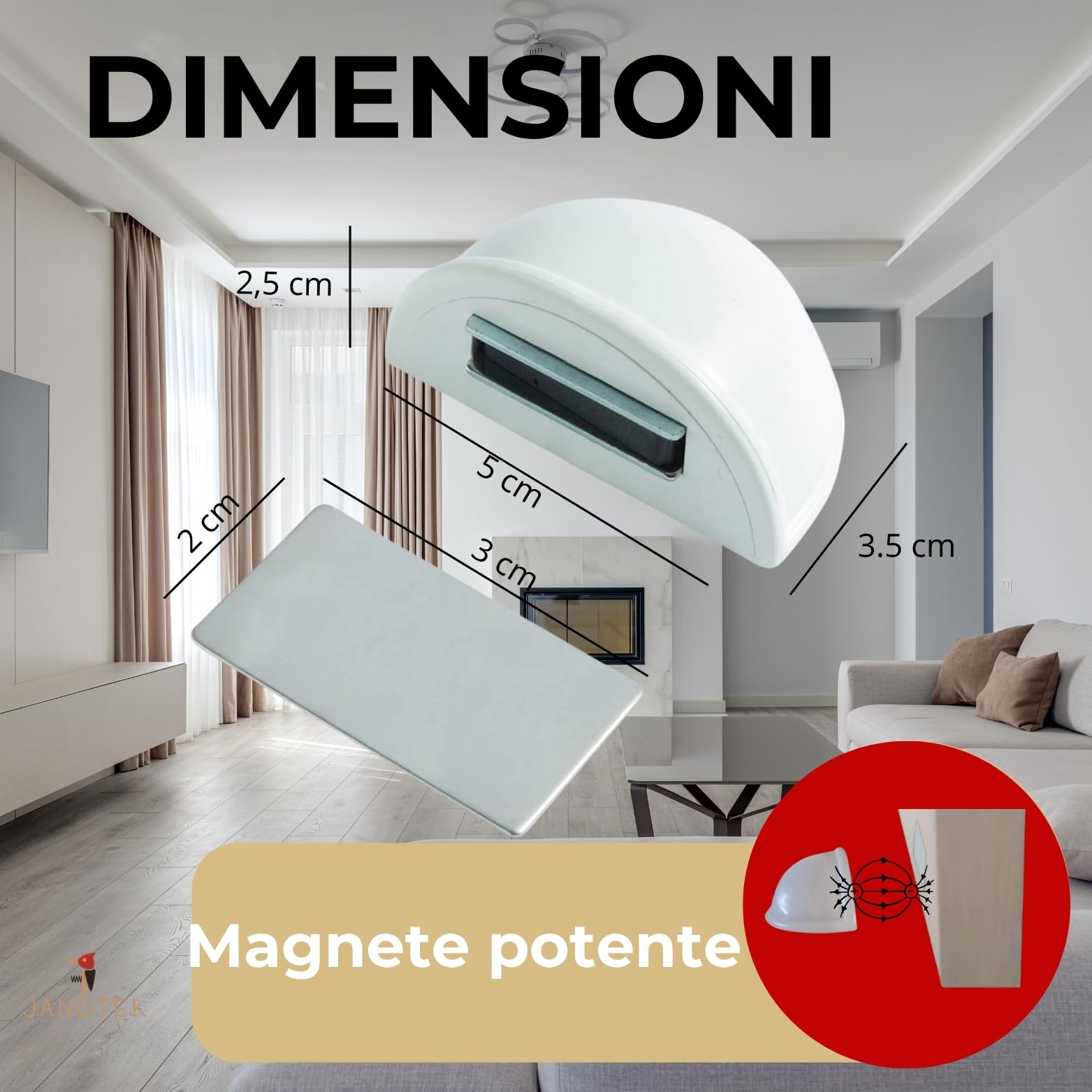 Fermaporta magnetico - Fermaporte da terra 4 pezzi - Fermoporta da pavimento adesivi - Blocca porta da pavimento bianco - Paracolpi porta