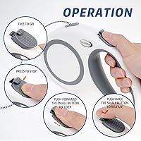 Vista 4 de Retractable Dog Leash 30 FT, GUDWING Dog Walking Leash for Medium Large Dogs up to 77 lbs, Heavy Duty No Tangle, Large