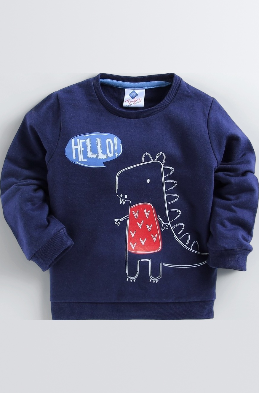 Boys Full Sleeve Printed Sweatshirt (Navy)