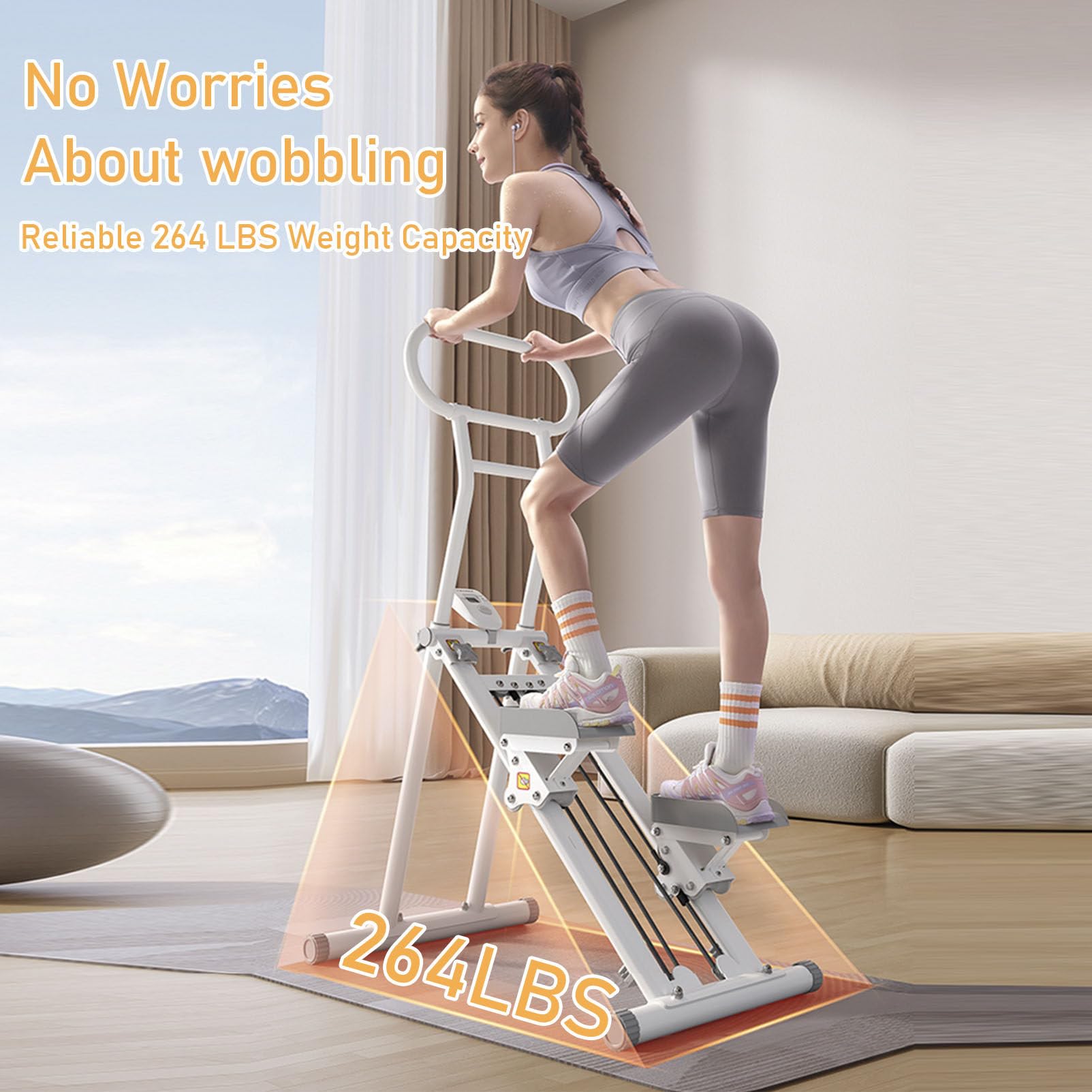 Stepper Fitness Casa Macchinario per Arrampicata Verticale Pieghevole Altezza Regolabile Donna Uomo Anziani Climber Macchina per Esercizi Cardio Allenamento Gambe