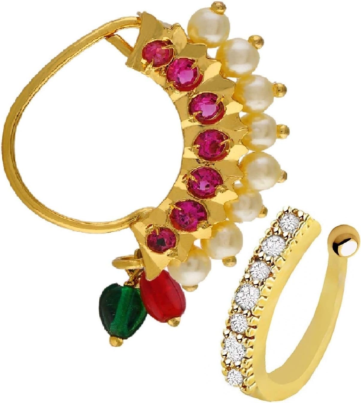 VAMA FASHIONS Pressing Nathiya Marathi Banu nath without piercing clip on nose ring stud for women.