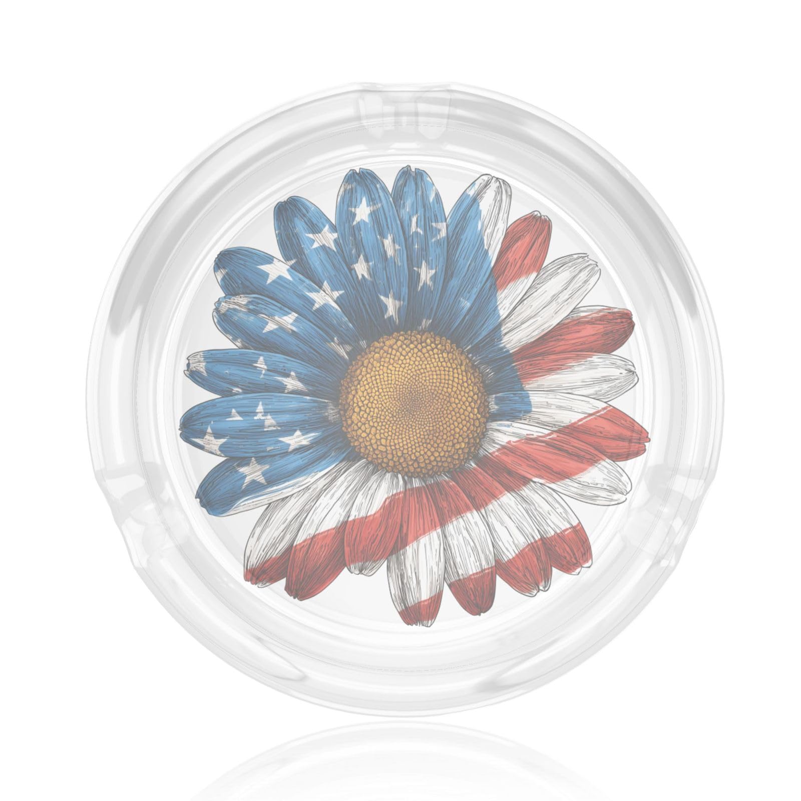 Big Daisy American Flag Pattern Glass Ashtray For Cigarettes Ash Trays Case For Home Office Decor