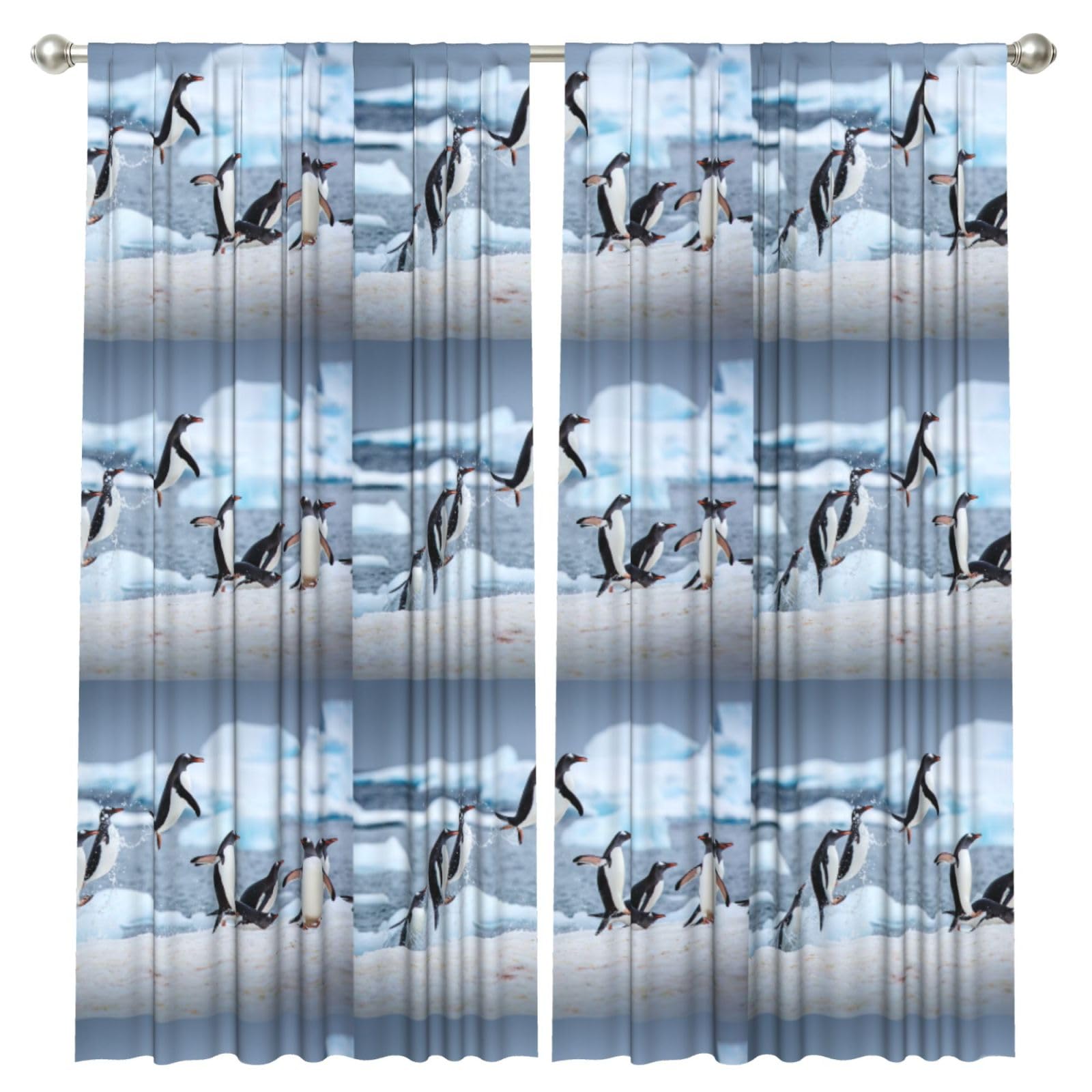 InOmak Penguin, 2 Panels Window Curtains 52 x 84 Inch Blackout Curtains for Living Room Bedroom