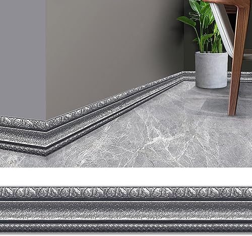 Moldura de espuma flexible autoadhesiva 90 x 3 pulgadas, base de goma para despegar y pegar, molduras de base de pared, líneas decorativas