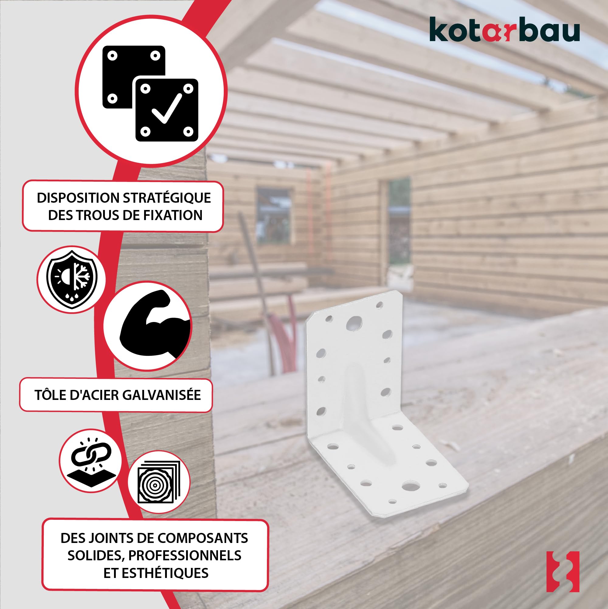 KOTARBAU® 12 Pièces Équerre De Fixation - Acier Galvanisé - 90 x 90 x 65 mm - Argent - Renfort D'Angle Métal - Équerre de Fixation Renforcée - 90 Degrés