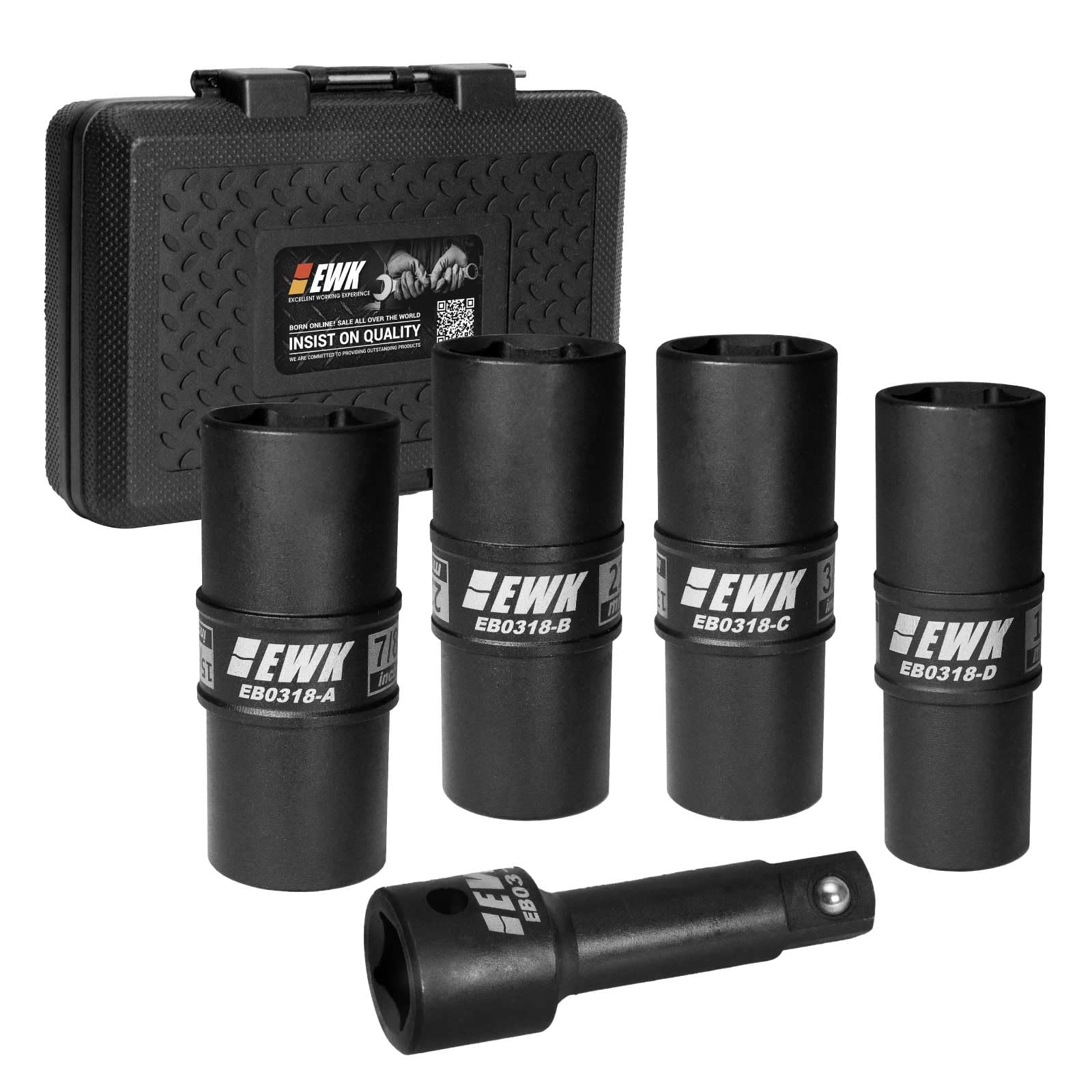 EWK 1/2 in Drive Thin Wall Flip Lug Nut Impact Socket Set, 8-in-4