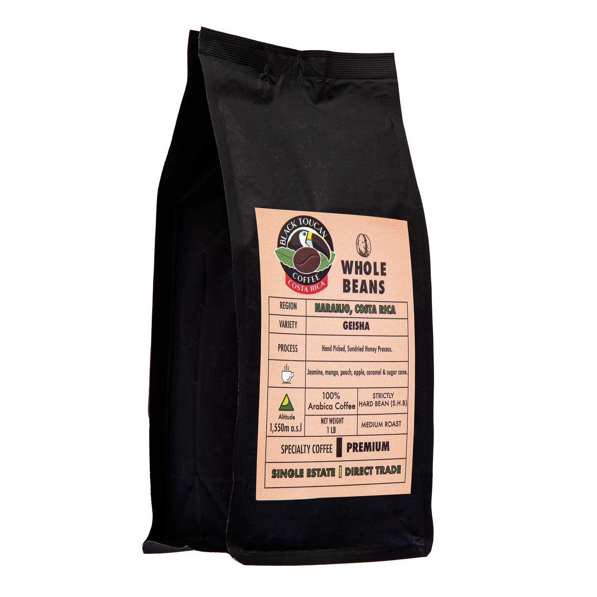 GEISHA, Black Toucan Coffee, Imported from Costa Rica Geisha Honey 1 Lb, Single Estate Specialty Gra
