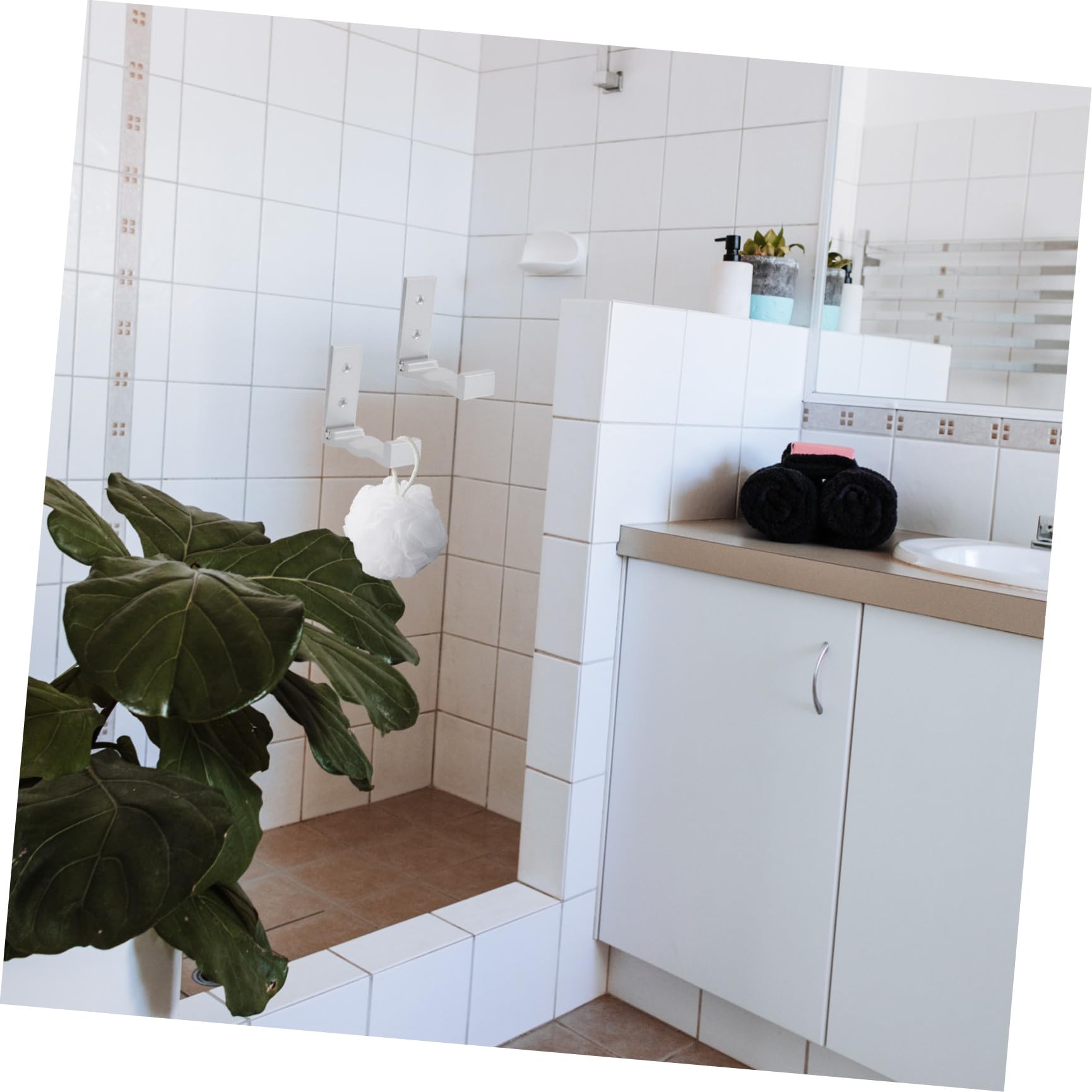 Ganchos De Pared Plegables De Aluminio Espacial, 6 Piezas (5 Plateados 1 Pegamento Sin Clavos), Resistentes Al Agua y Corrosión, Para Baño, Cocina y Dormitorio, Organizador Multiusos