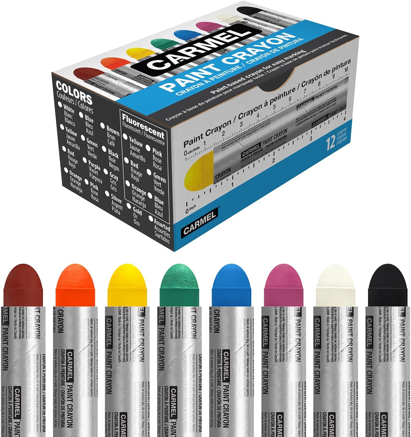 Carmel Paint Crayon, Box of 12 (Assorted Colors)