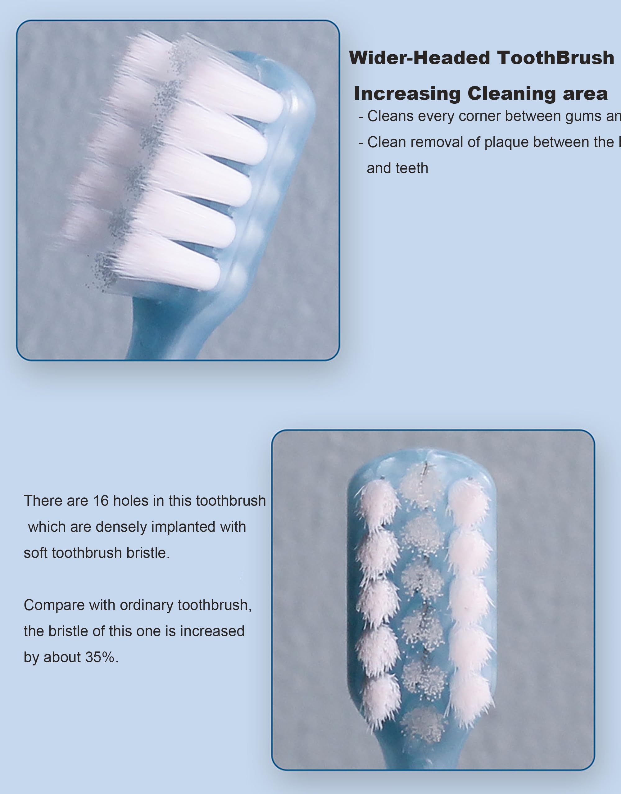 Spazzolino da denti ortodontico a forma di U per parentesi graffe, per bambini, per denti sensibili, setole morbide, con pulisci lingua, 3 pezzi (blu)