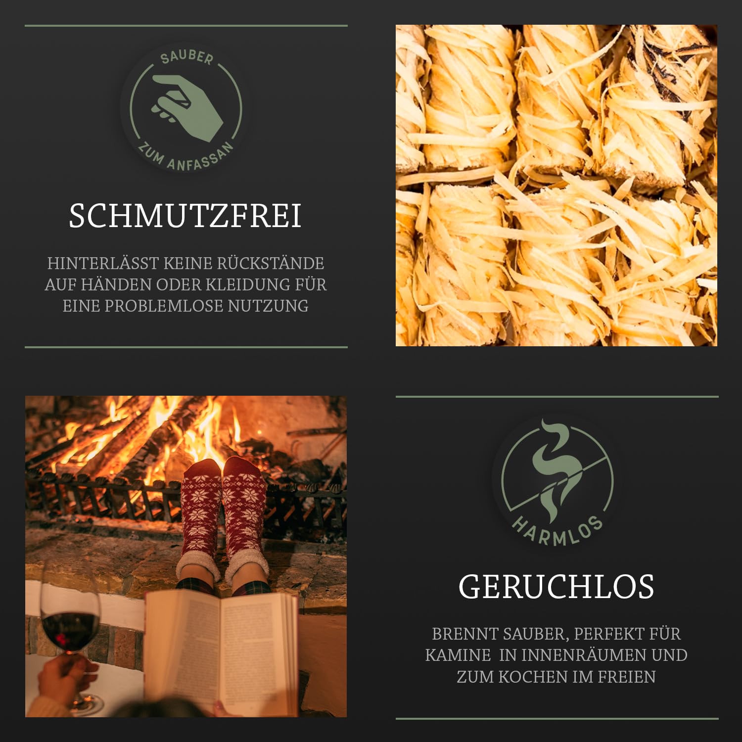 Log Barn Natürliche Anzündwolle - 500 Stück, Öko Anzünder Holzwolle für Holzöfen, Pizzaöfen, offene Feuer, Kaminanzünder und Grillanzünder - Echtes Log Barn Anfeuerholz (500 PC)