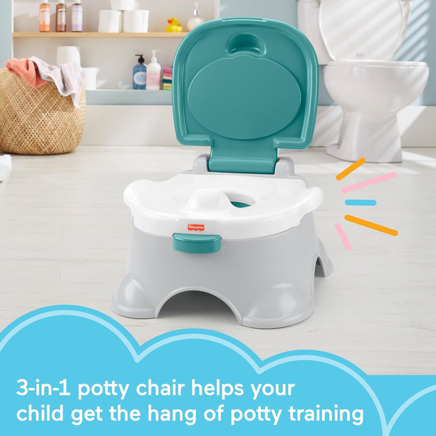 fisher-price™ 3-in-1 toddler toilet training potty chair and step stool, with removable toilet ring