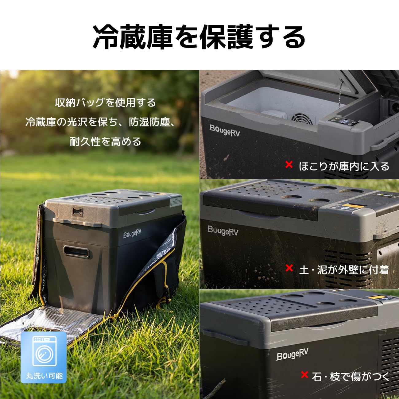 Amazon.co.jp: 【熱遮断&保冷力UP】BougeRV 車載冷蔵庫バッグ CR Pro