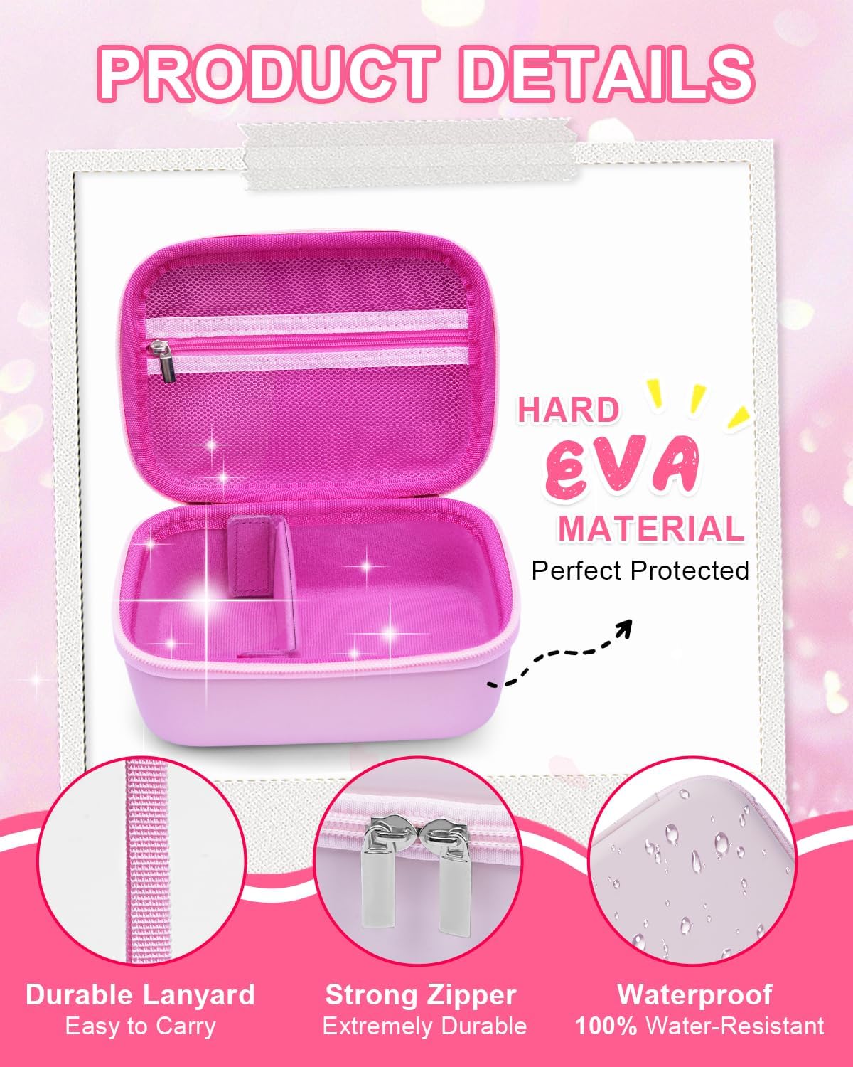 UCEC Label Maker Case Compatible with Phomemo M110 M220 T02 M02, for Niimbot Label Maker, for SUPVAN T50M Pro, for Memoking T02 — Hard EVA Storage Organizer for Niimbot B1 B21(Pink, 7.1''x5.1'x3.2'') - Image 2