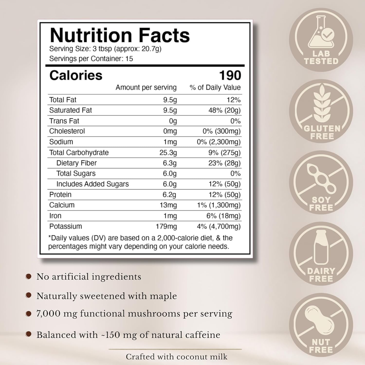 Immortal Mycelium Mushroom Vanilla Latte - Functional Mushroom Coffee Drink Mix with Cordyceps, Lion’s Mane, Reishi & Chaga, Creamy Instant Latte (15 Servings)