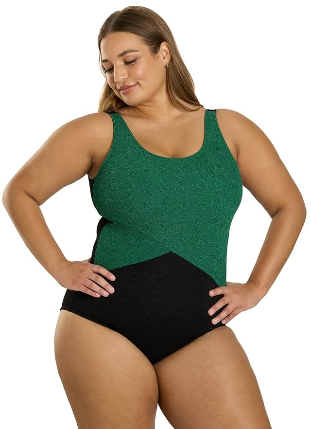 Sporti Plus Size One Piece Swimsuit for Women - Chlorine Resistant Sun Protective Bathing Suit Encouraging Body Positivity