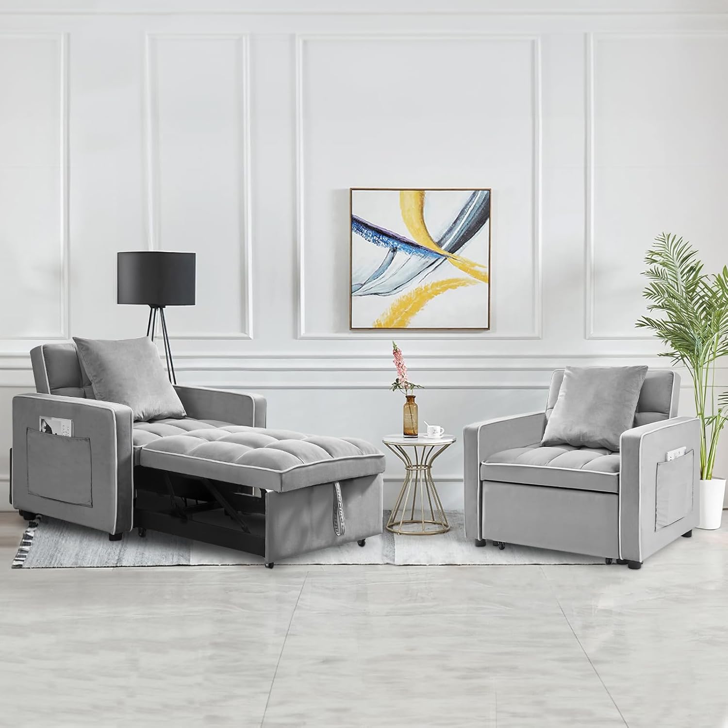 Sleeper Sofa Chair Bed, Convertible 3in1 Sofa Armchair