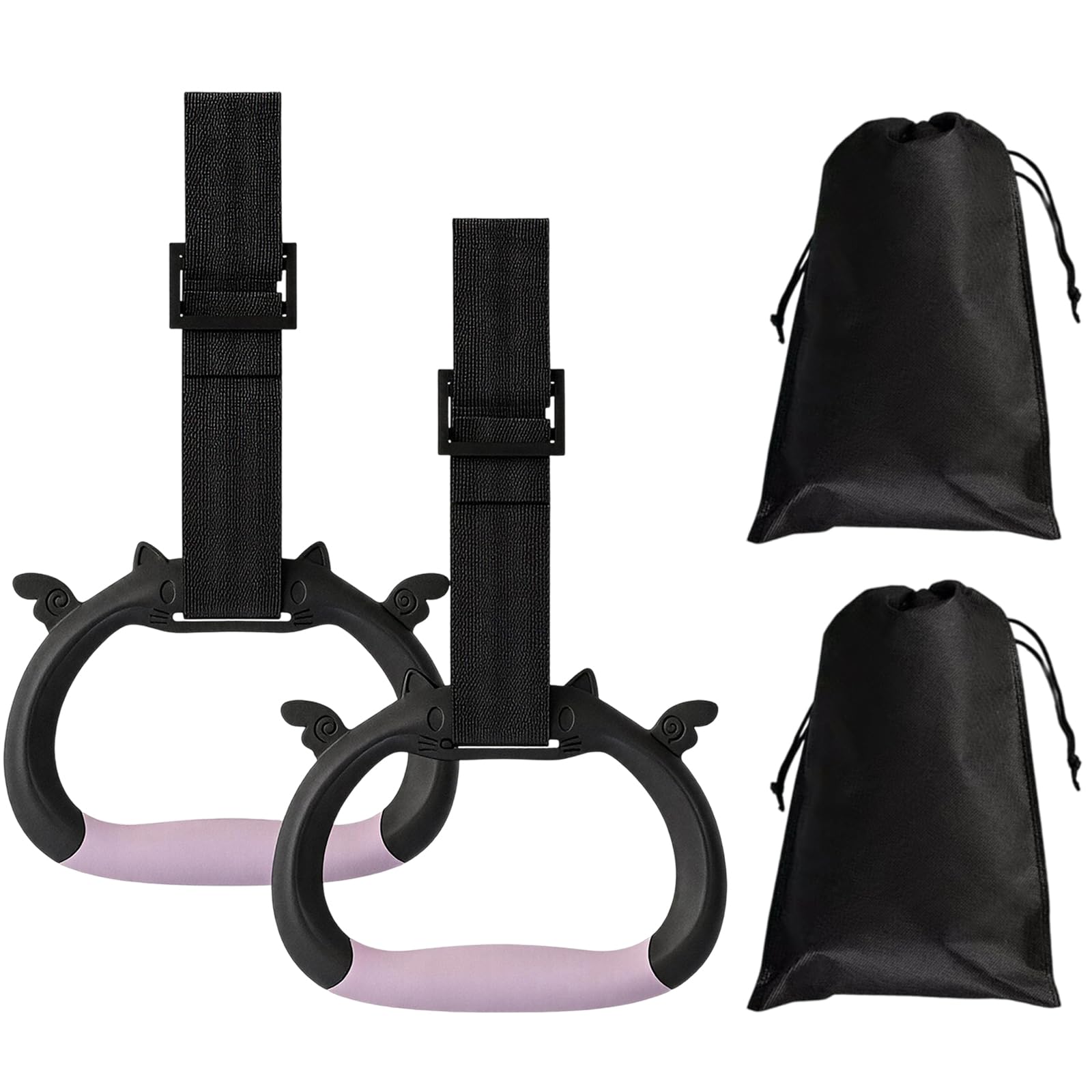 klahh 2 Pcs Gymnastics Rings with Adjustable Straps, Pull Up Rings for Strength Training, Calisthenics Rings for Home Gym, Indoor Outdoor Workout with Carry Bag