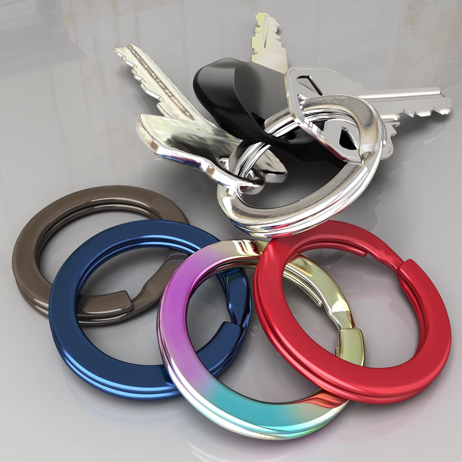 Silipac Small Key Rings 0.8 in (20mm) - Heavy Duty Key Ring Bulk for Crafts - Split Keychain Ring Pet Collar, Car Keys 12 pcs - Image 4