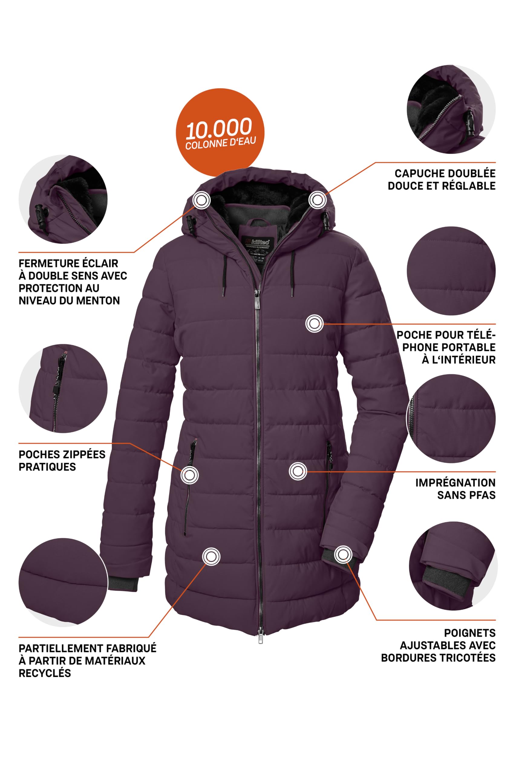 Killtec Pikowana parka/parka z kapturem Kobiety Kow 55 Wmn Qltd Prk