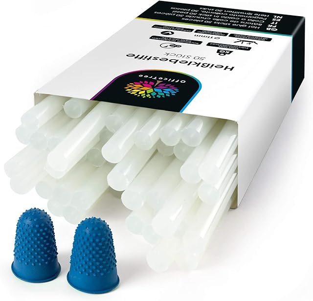 OfficeTree 50 Glue Gun Sticks 11mm x 200mm - Extra Powerful Glue Sticks for Glue Gun 11mm - Clean Bonding of Various Materials - Hot Glue Gun Sticks Quick-Drying
