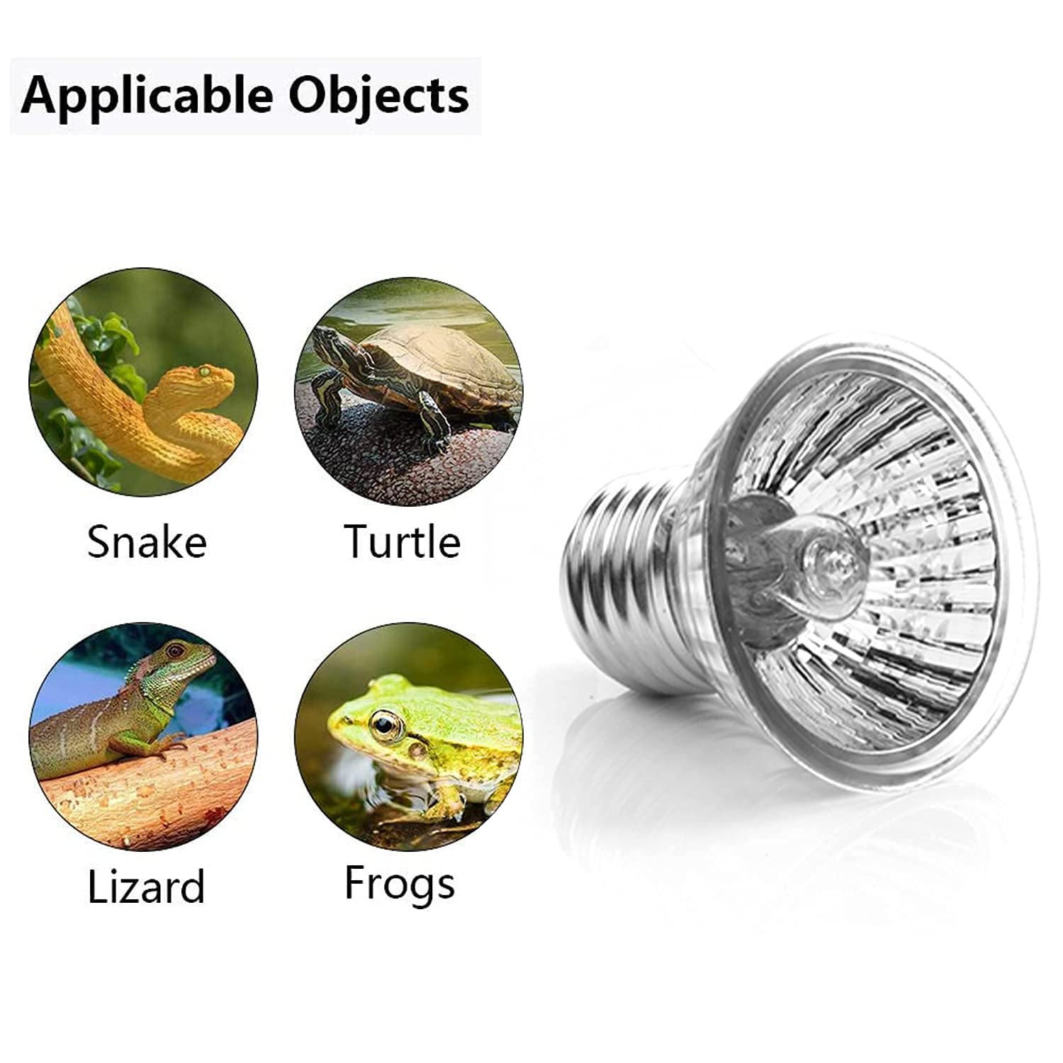 Reptile Heat Lamp Kit With Cap Cover - Includes 3x 25W UVA/UVB Bulbs, Adjustable Fixture, Timer, Dimmer & Feeding Clip For Turtles, Lizards, Snakes