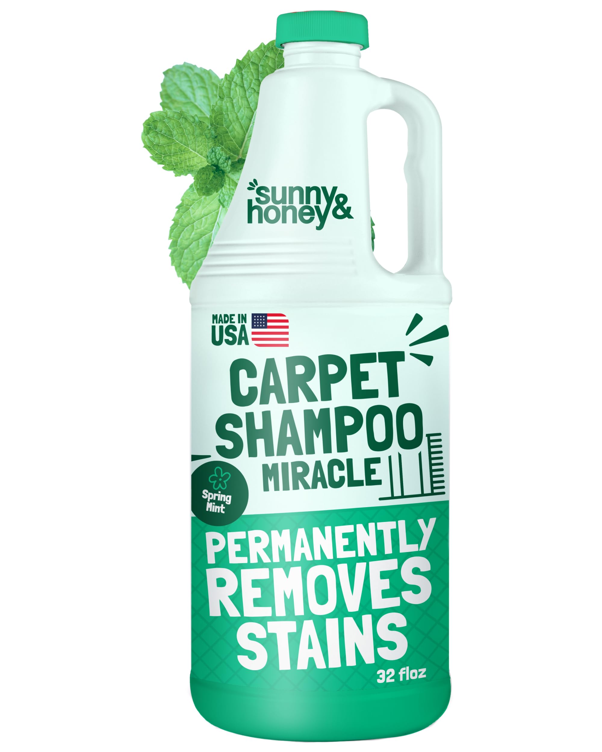 - Carpet Shampoo & Cleaning Solution - USA Made Carpet Cleaner Machine Solution - Rug & Upholstery Cleaner - Stain Remover & Odor Deodorizer (32 fl oz Spring Mint Scent)