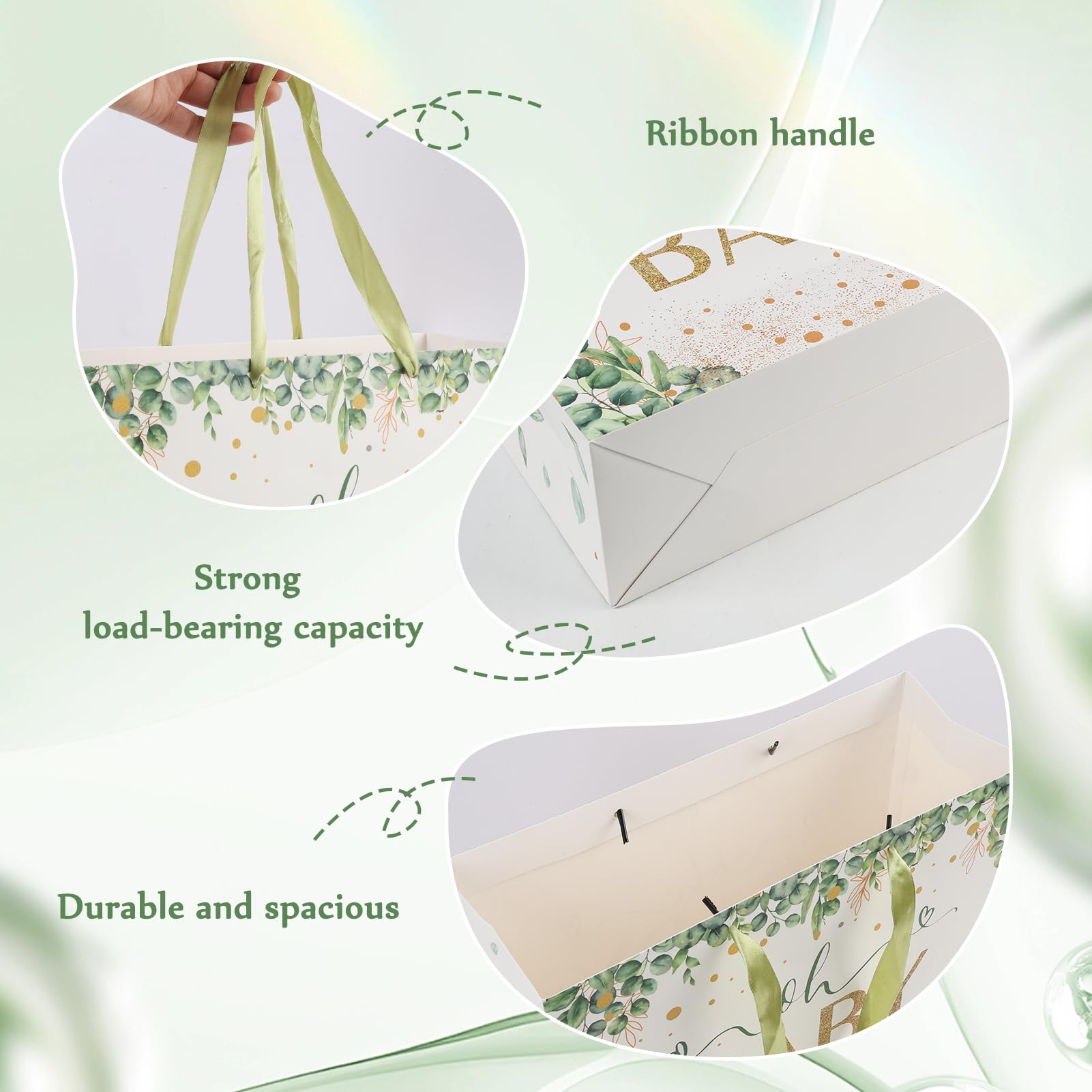LUCTHY Large Birthday Gift Bag with Handles, 3 Tissue Papers, Card, Fresh-1 - Image 3