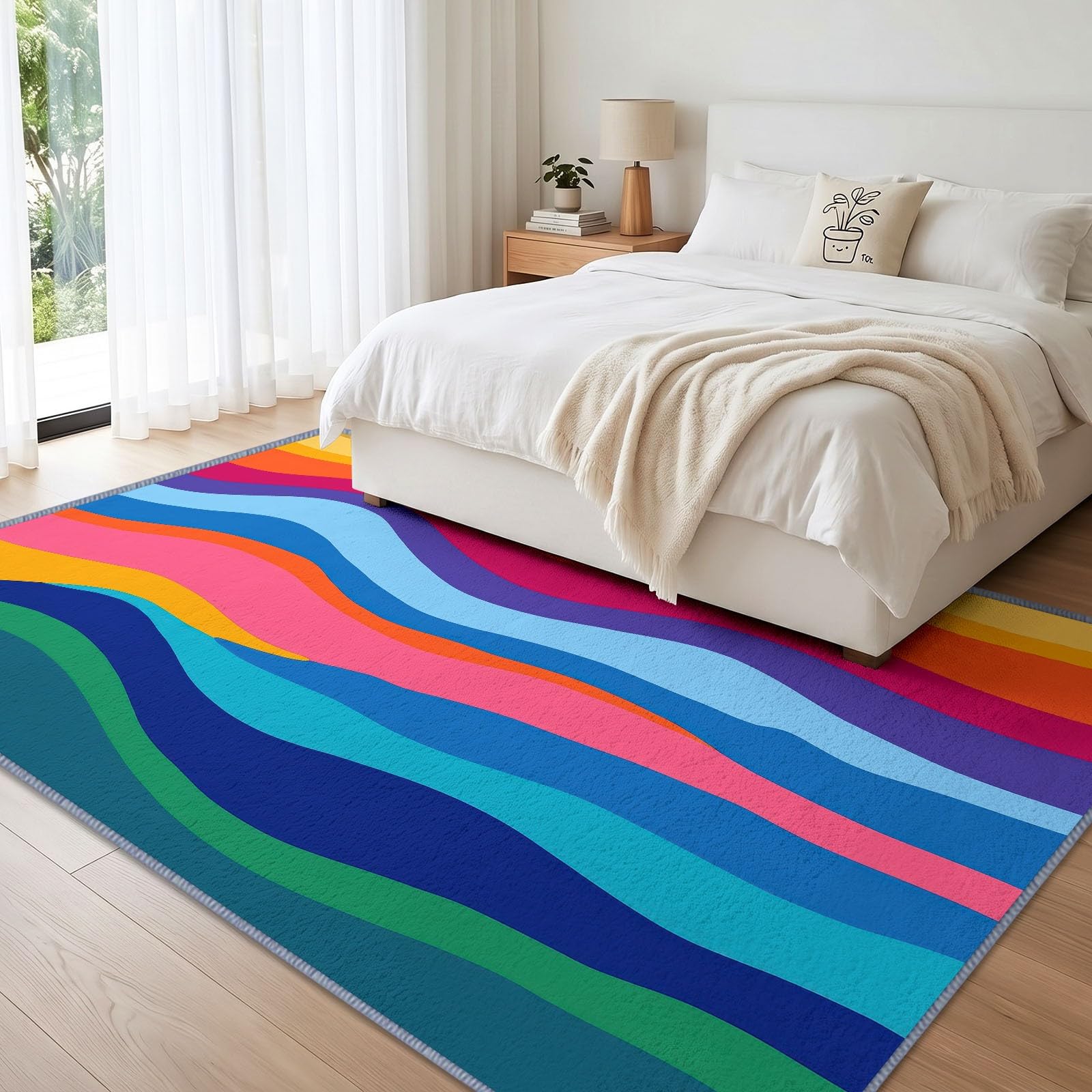 Générique Abstrait Art Fluide Tapis de Salon Lavable en Machine 120 x 170 cm Tapis antidérapant, Moquette Vague colorée pour Le Salon, l'entrée, la Chambre et la Cuisine